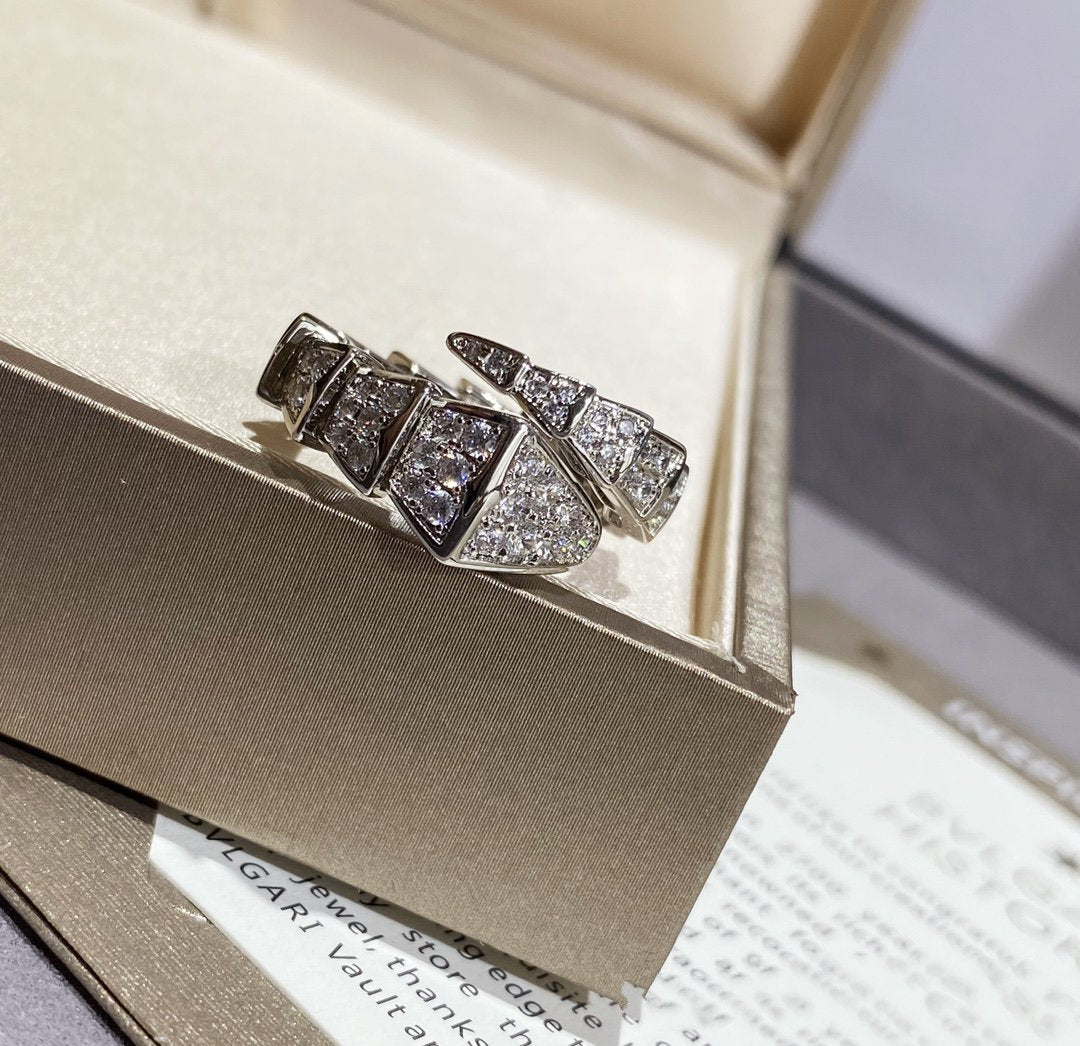 [BLUE TEARS]SERPENTI LARGE RING SILVER DIAMOND PAVED