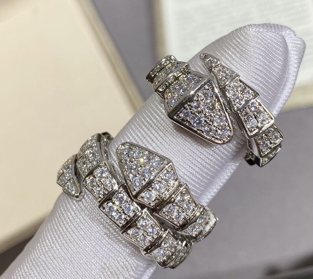 [BLUE TEARS]SERPENTI LARGE RING SILVER DIAMOND PAVED