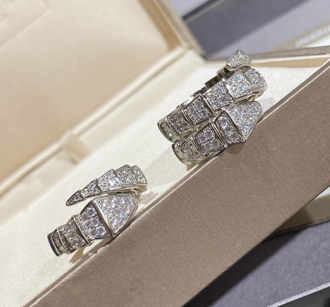[BLUE TEARS]SERPENTI LARGE RING SILVER DIAMOND PAVED