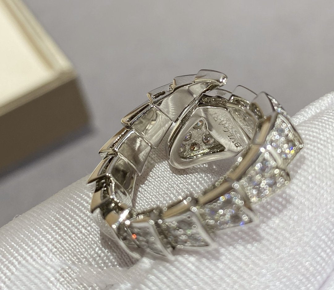 [BLUE TEARS]SERPENTI LARGE RING SILVER DIAMOND PAVED