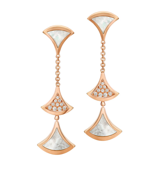 [BLUE TEARS]DREAM EARRINGS 3 MOTIFS DIAMOND MOP PINK GOLD