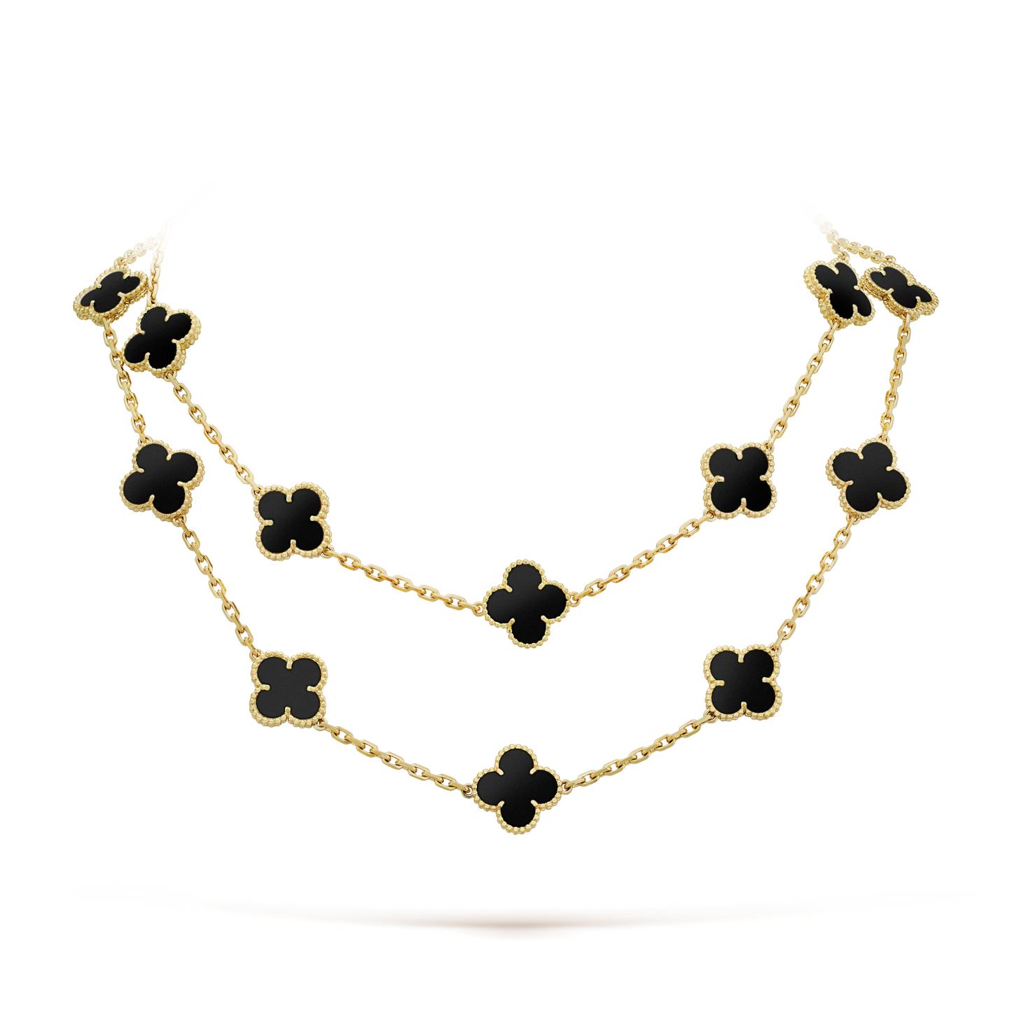[BLUE TEARS]CLOVER 20 MOTIFS ONYX NECKLACE