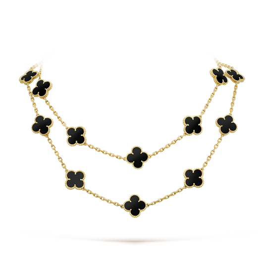 [BLUE TEARS]CLOVER 20 MOTIFS ONYX NECKLACE