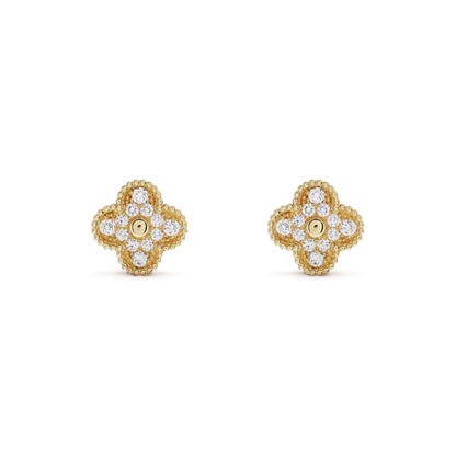 [BLUE TEARS]CLOVER MEDIUM 1 MOTIFS FUll DIAMOND EARRINGS