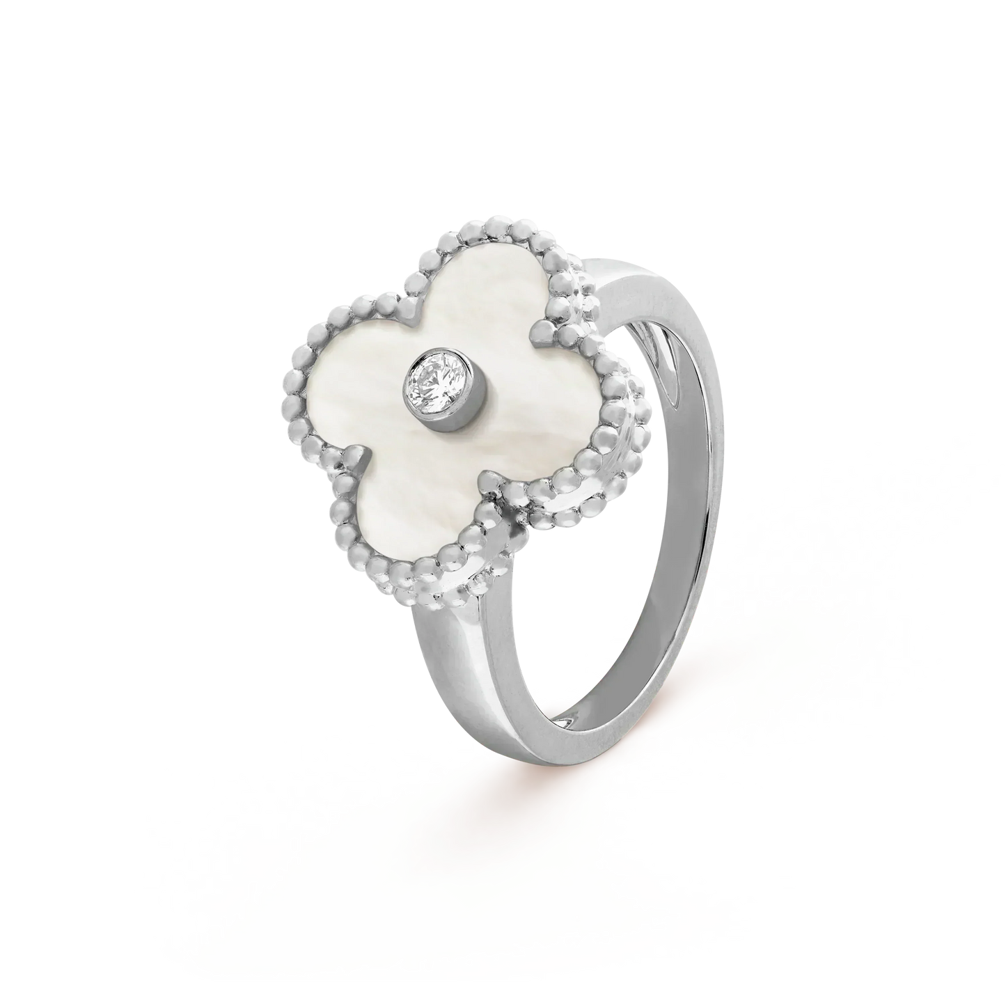 [BLUE TEARS]CLOVER SILVER MOP DIAMOND RING