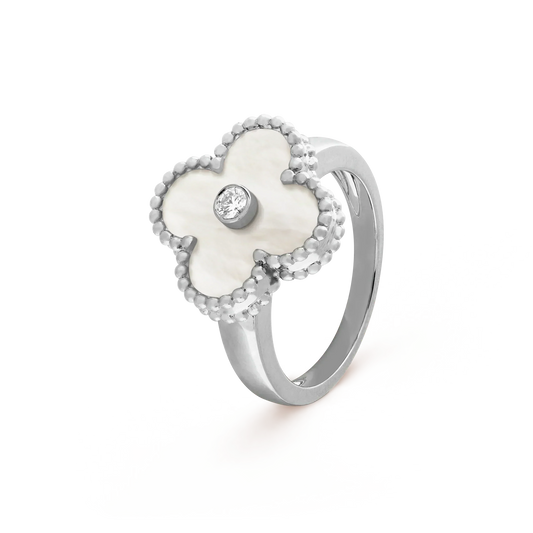 [BLUE TEARS]CLOVER SILVER MOP DIAMOND RING