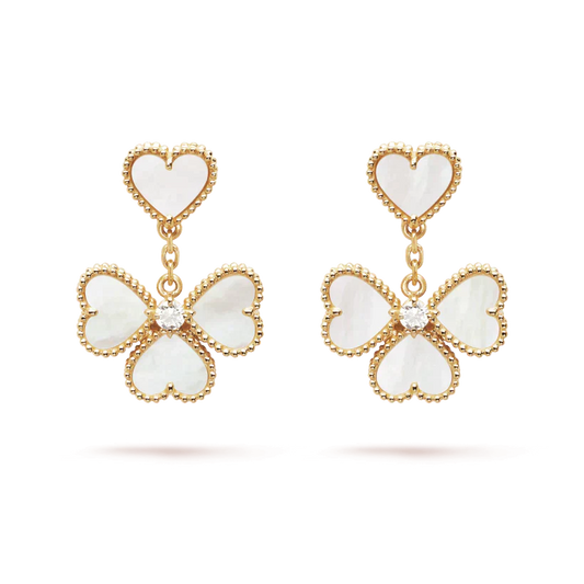 [BLUE TEARS]CLOVER SWEET WHITE MOP EARRINGS