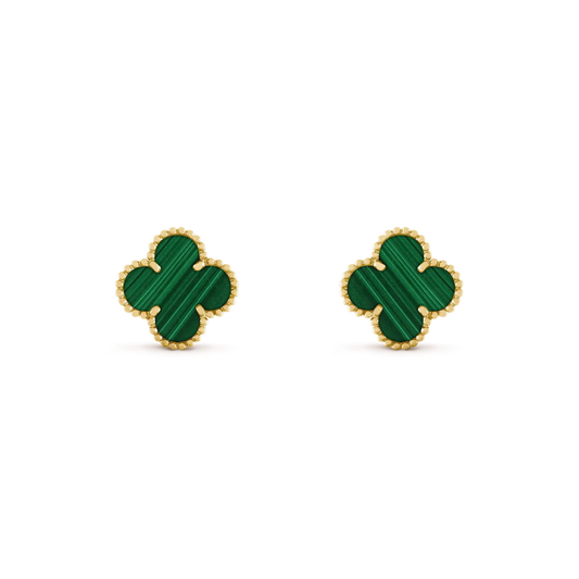 [BLUE TEARS]CLOVER MEDIUM 1 MOTIFS MALACHITE  EARRINGS