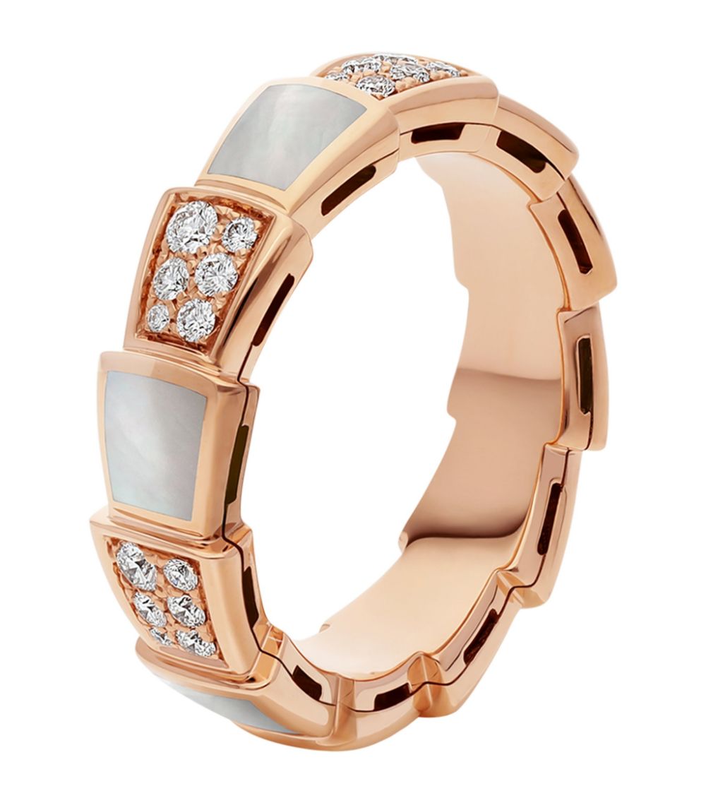 [BLUE TEARS]SERPENTI RING PINK GOLD MOP DIAMOND PAVED 4MM