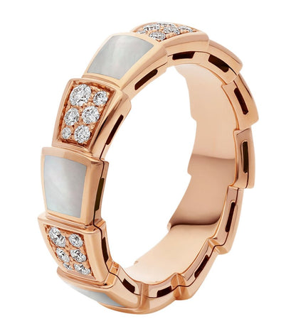 [BLUE TEARS]SERPENTI RING PINK GOLD MOP DIAMOND PAVED 4MM
