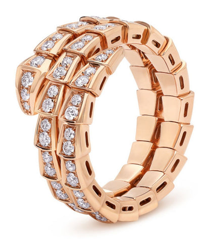[BLUE TEARS]SERPENTI RING PINK GOLD DIAMOND DOUBLE ROW