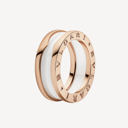 [BLUE TEARS]ZERO 1 TWO-BAND LOOPS AND WHITE CERAMIC SPIRAL PINK GOLD RING
