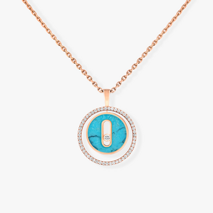 [Blue Tears Jewelry]LUCKY MOVE 1 DIAMOND TURQUOISE PINK GOLD DIAMOND NECKLACE