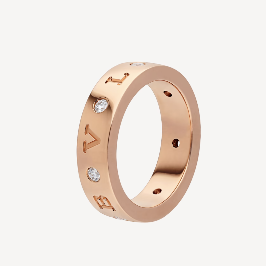 [BLUE TEARS]ZERO 1 ESSENTIAL PINK GOLD BAND WITH DIAMONDS RING