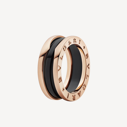[BLUE TEARS]ZERO 1 TWO-BAND LOOPS AND BLACK CERAMIC PINK GOLD RING