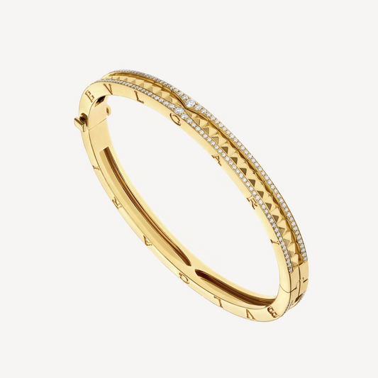 [BLUE TEARS]ZERO 1 SPIRAL AND PAVED DIAMOND GOLD BRACELET