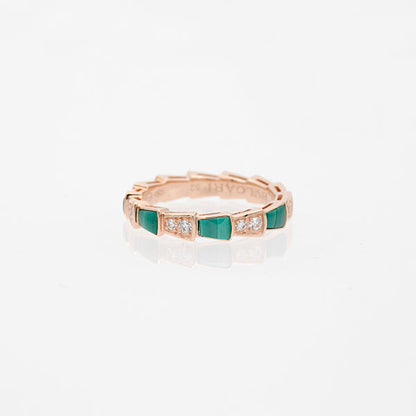[BLUE TEARS]SERPENTI RING PINK GOLD MALACHITE DIAMOND 3MM