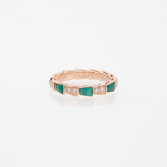 [BLUE TEARS]SERPENTI RING PINK GOLD MALACHITE DIAMOND 3MM