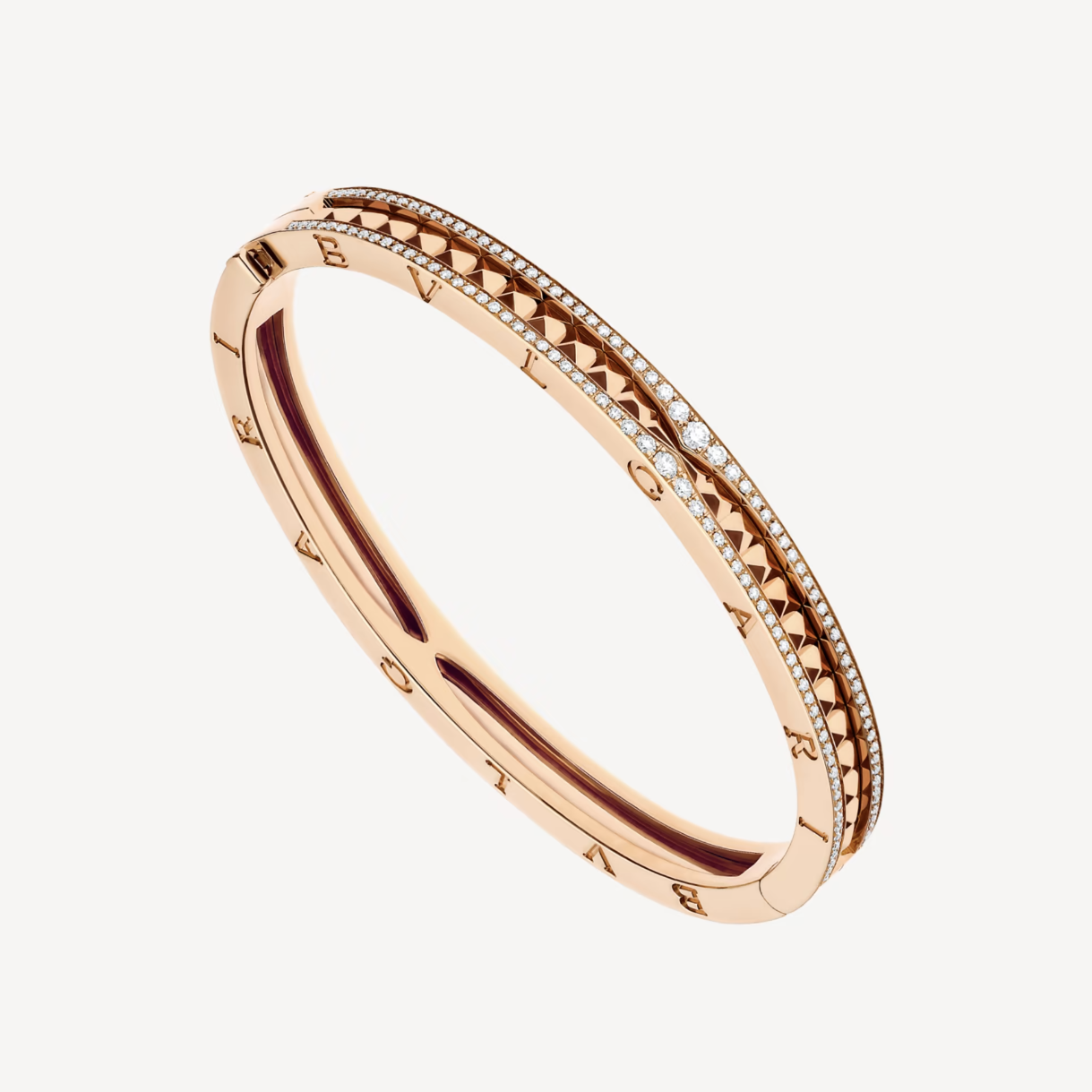 [BLUE TEARS]ZERO 1 SPIRAL AND PAVED DIAMOND PINK GOLD BRACELET