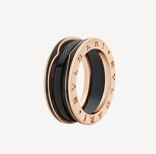 [BLUE TEARS]ZERO 1 TWO-BAND WITH MATTE BLACK CERAMIC PINK GOLD RING