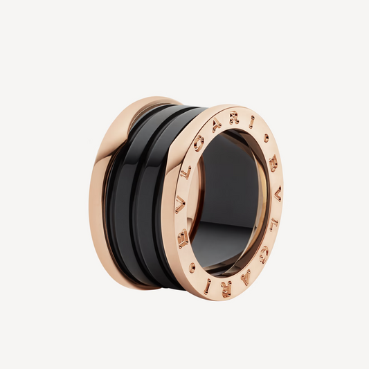 [BLUE TEARS]ZERO 1 FOUR-BAND LOOPS AND BLACK CERAMIC SPIRAL PINK GOLD RING