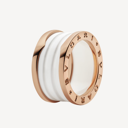 [BLUE TEARS]ZERO 1 FOUR-BAND LOOPS AND WHITE CERAMIC SPIRAL PINK GOLD RING