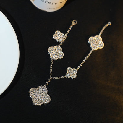 [BLUE TEARS]CLOVER BRACELET 5 MOTIF SILVER DIAMOND PAVED