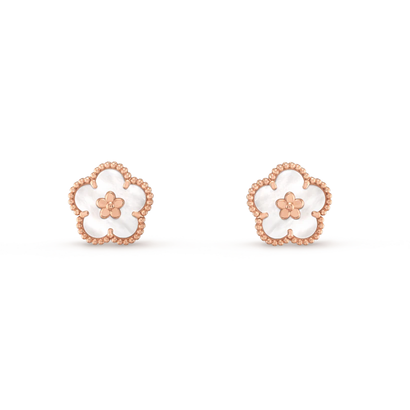 [BLUE TEARS]LUCKY PINK GOLD WHITE MOP EARRINGS