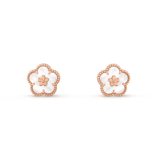 [BLUE TEARS]LUCKY PINK GOLD WHITE MOP EARRINGS