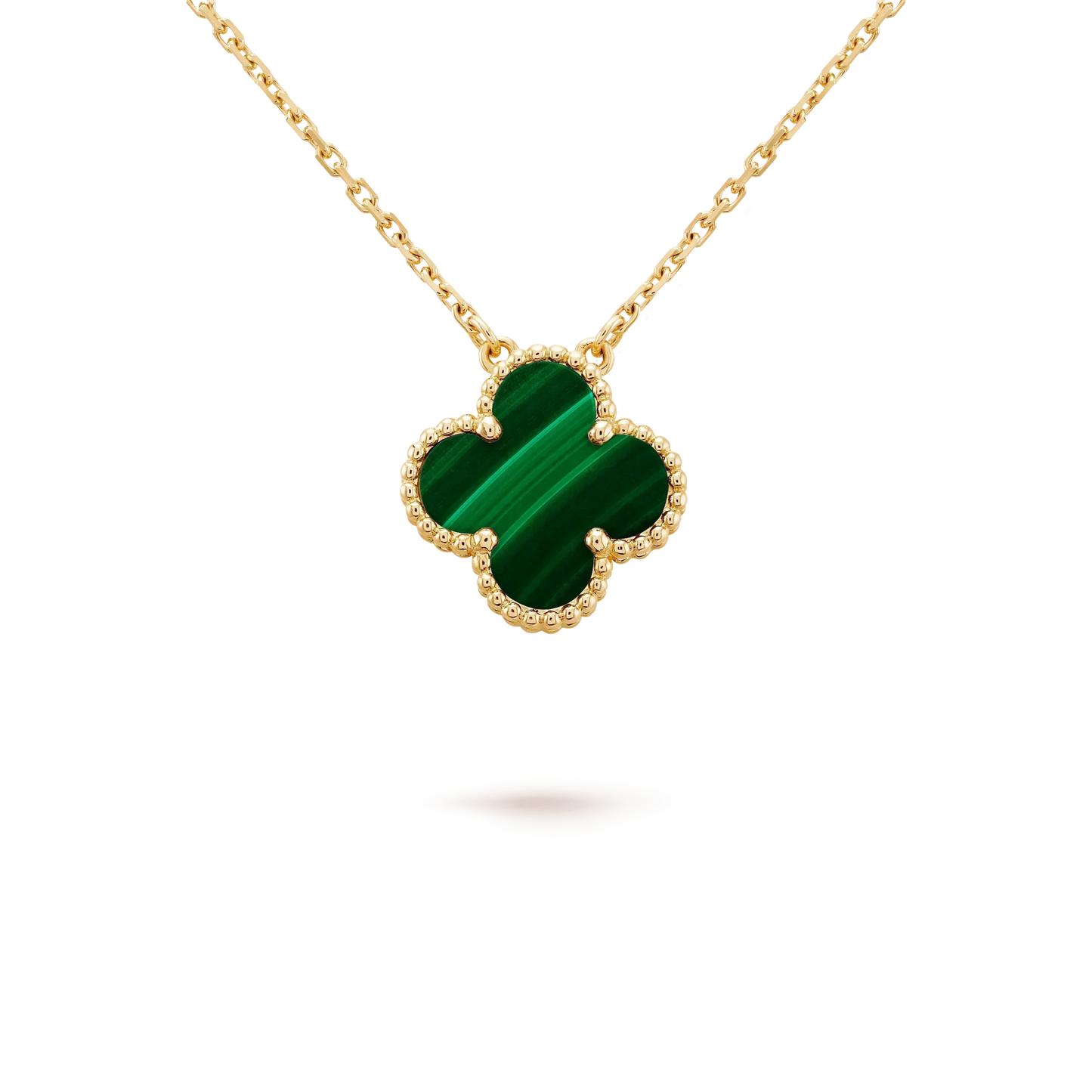 [BLUE TEARS]CLOVER 15MM MALACHITE SINGLE FLOWER  NECKLACE