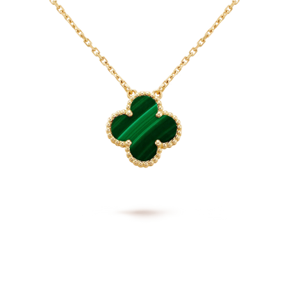 [BLUE TEARS]CLOVER 15MM MALACHITE SINGLE FLOWER  NECKLACE