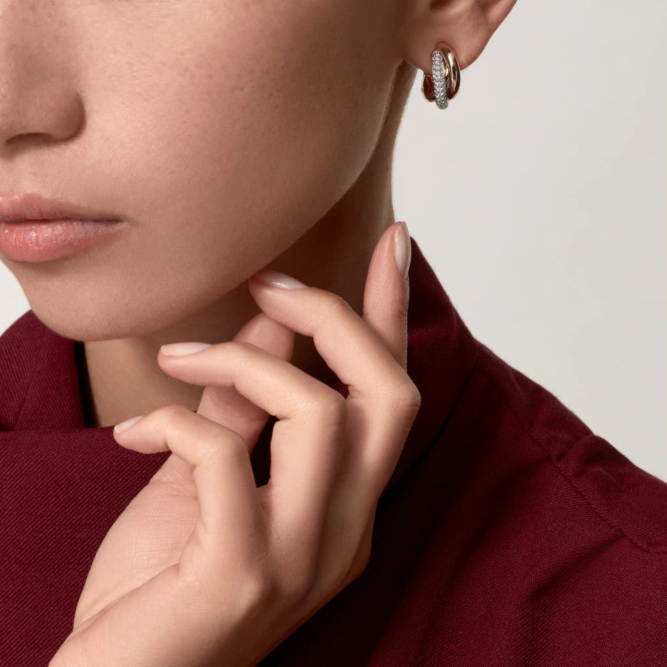 [Blue Tears Jewelry]TRINITY HALF DIAMOND  CLASSIC EARRINGS