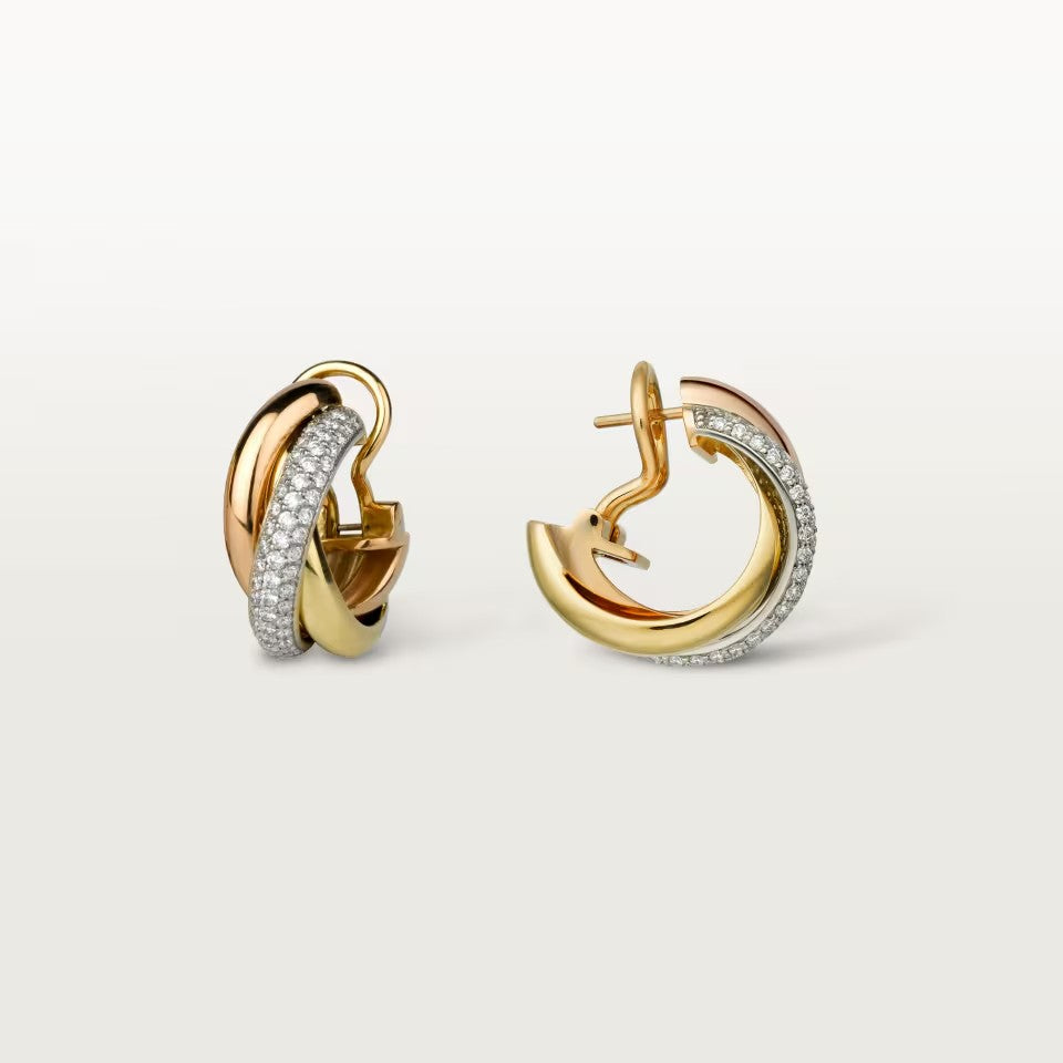 [Blue Tears Jewelry]TRINITY HALF DIAMOND  CLASSIC EARRINGS