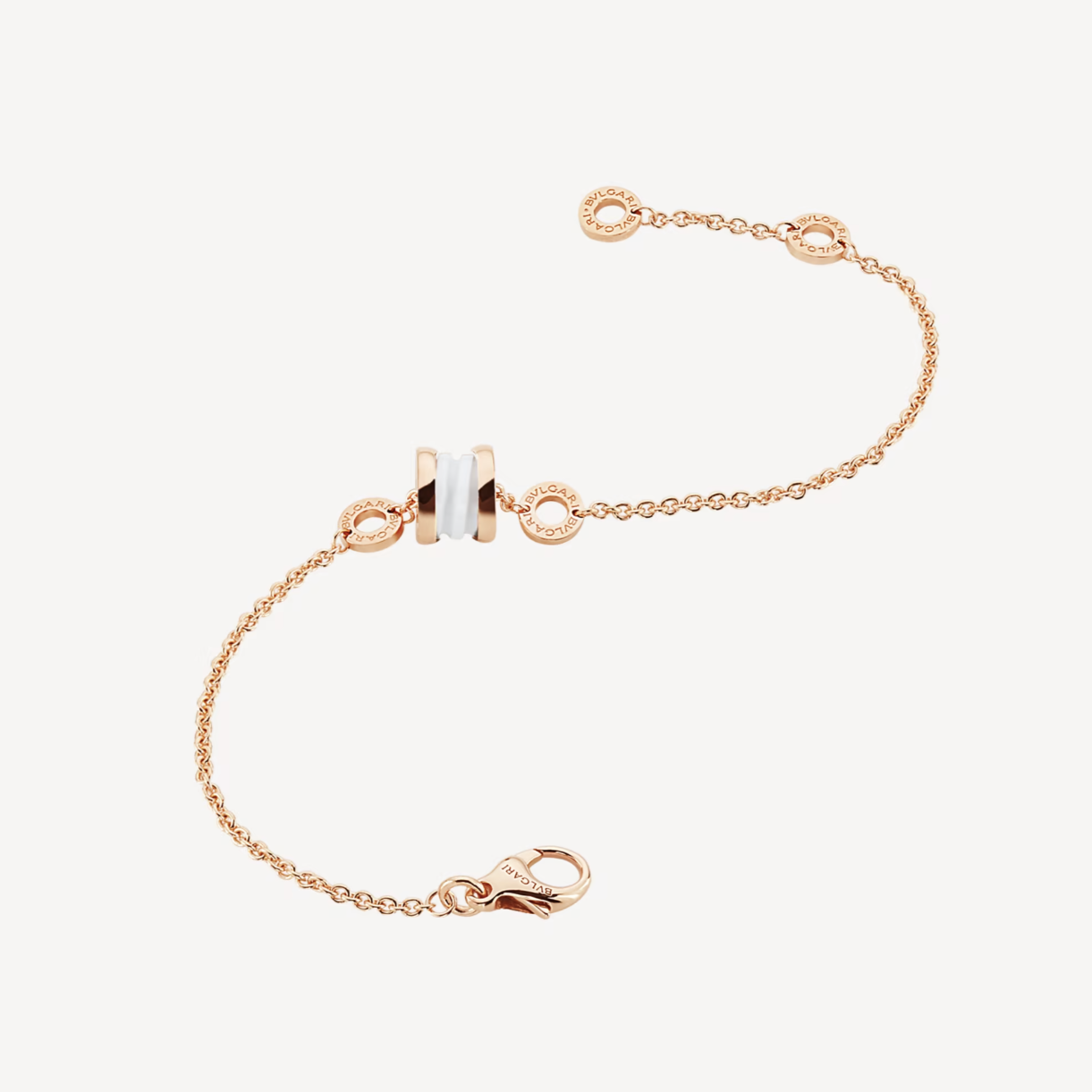 [BLUE TEARS]ZERO 1 SOFT PINK GOLD AND WHITE CERAMIC BRACELET