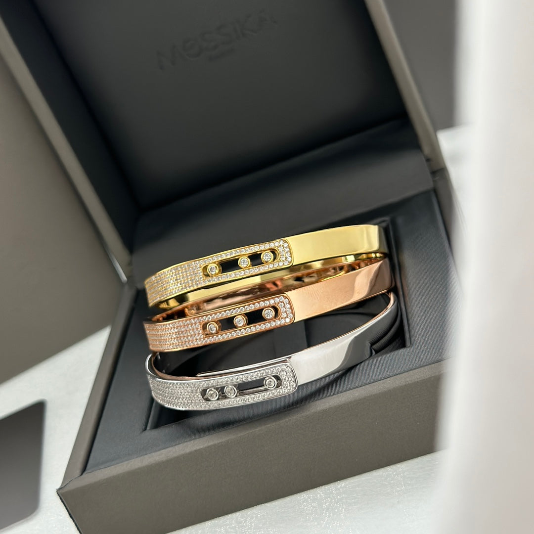 [Blue Tears Jewelry]Move Noa Rose Gold Pav¨¦ Diamond Bangle Bracelet
