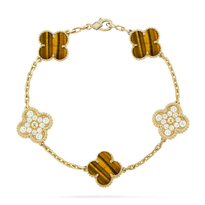 [BLUE TEARS] CLOVER 5 MOTIFS TIGER EYE BRACELET COLLECTION