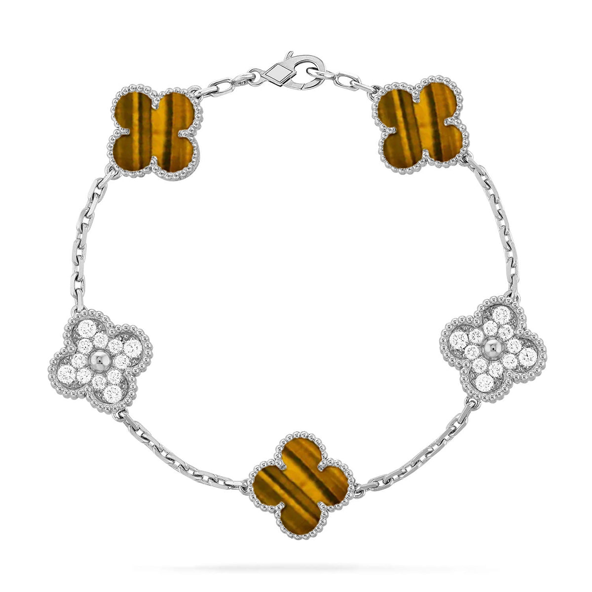 [BLUE TEARS] CLOVER 5 MOTIFS TIGER EYE BRACELET COLLECTION