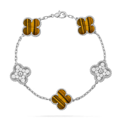 [BLUE TEARS] CLOVER 5 MOTIFS TIGER EYE BRACELET COLLECTION