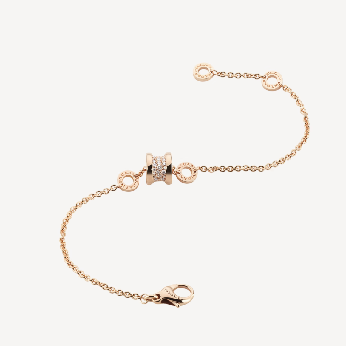 [BLUE TEARS]ZERO 1 SOFT PINK GOLD WITH PAVED DIAMONDS ON THE SPIRAL BRACELET