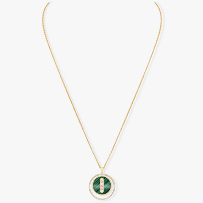 [Blue Tears Jewelry]LUCKY MOVE 3 DIAMOND MALACHITE GOLD DIAMOND NECKLACE