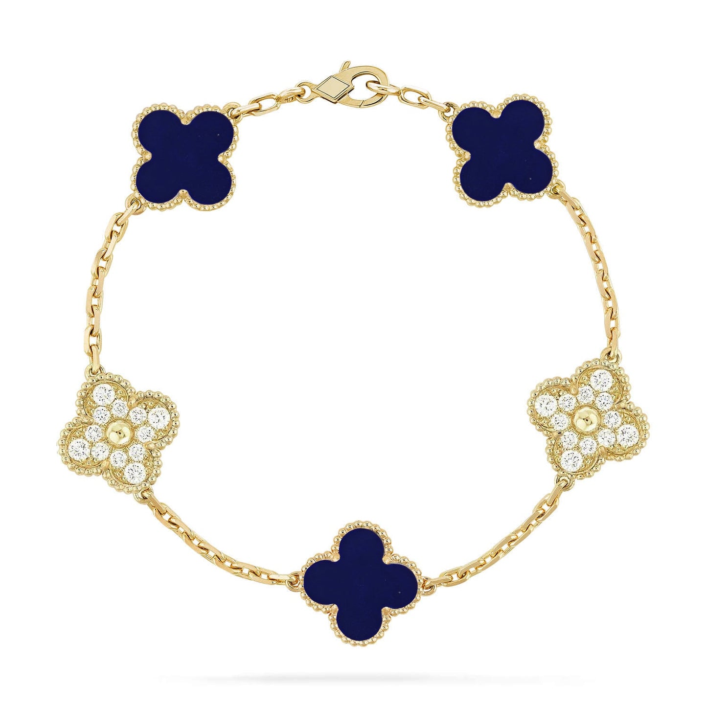 [BLUE TEARS]CLOVER 5 MOTIF LAPIS LAZULI BRACELET COLLECTION