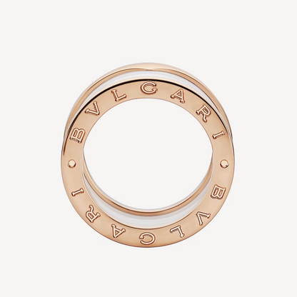 [BLUE TEARS]ZERO 1 FOUR-BAND LOOPS AND WHITE CERAMIC SPIRAL PINK GOLD RING