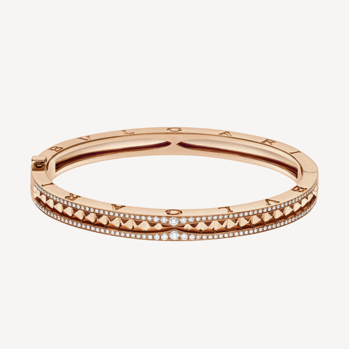 [BLUE TEARS]ZERO 1 SPIRAL AND PAVED DIAMOND PINK GOLD BRACELET