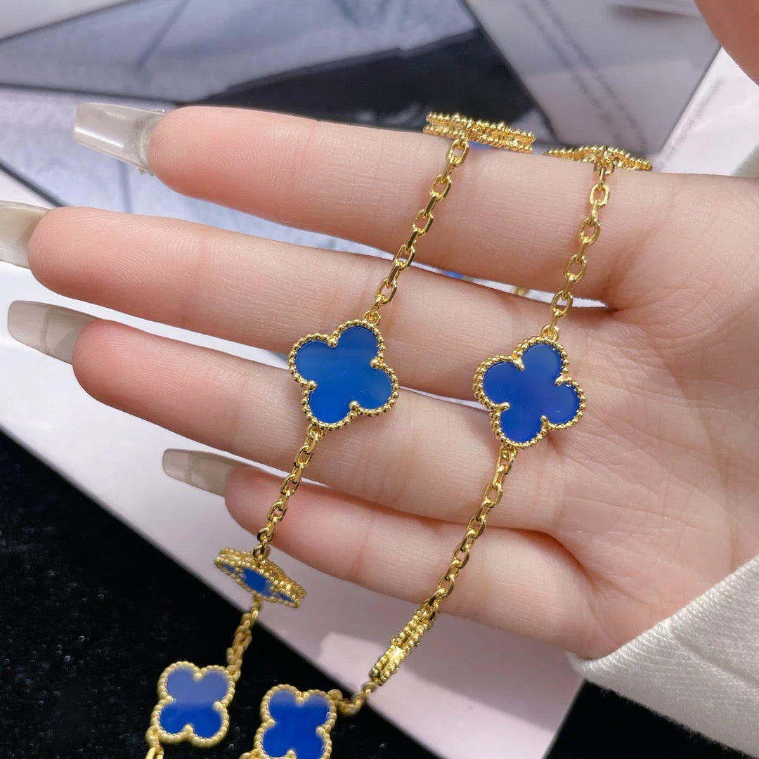 [BLUE TEARS]CLOVER 10 MOTIFS LASER NECKLACE