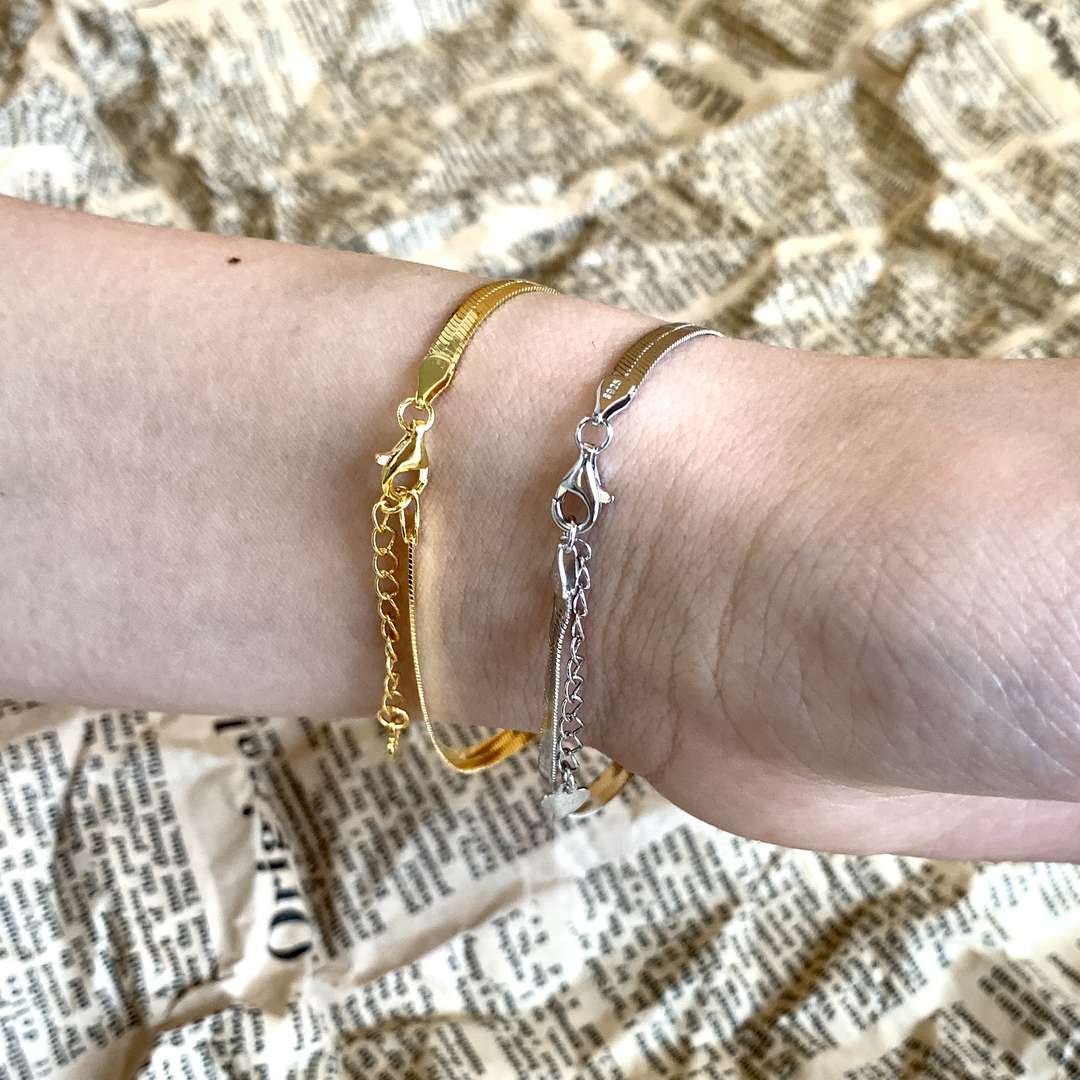 [Nova Jewelry]Flat Snake Bone Chain Blade Necklace