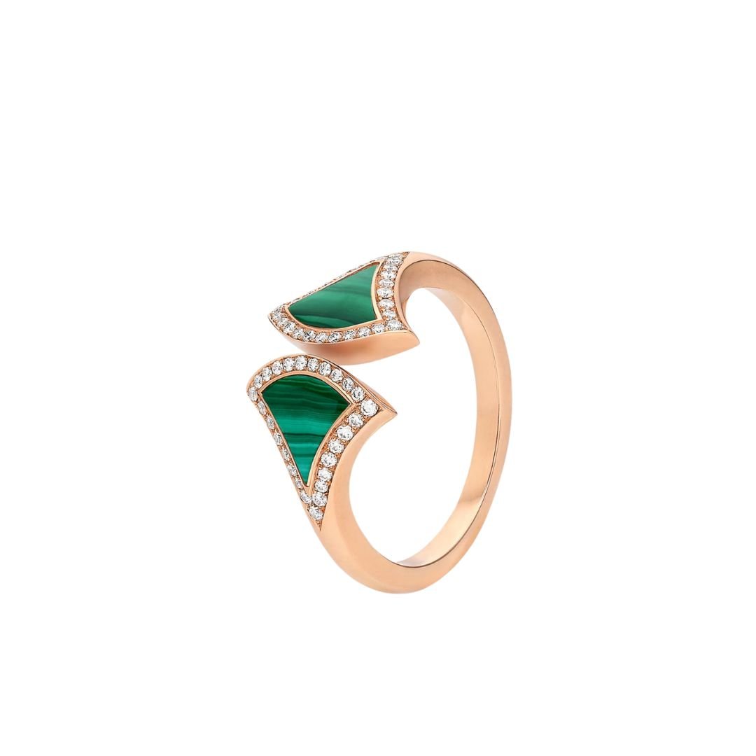 [BLUE TEARS]DREAM MALACHITE DIAMOND OPEN RING