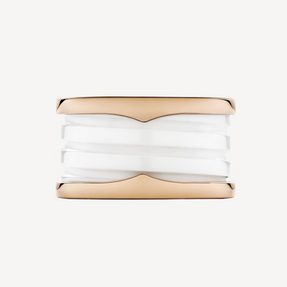 [BLUE TEARS]ZERO 1 FOUR-BAND LOOPS AND WHITE CERAMIC SPIRAL PINK GOLD RING