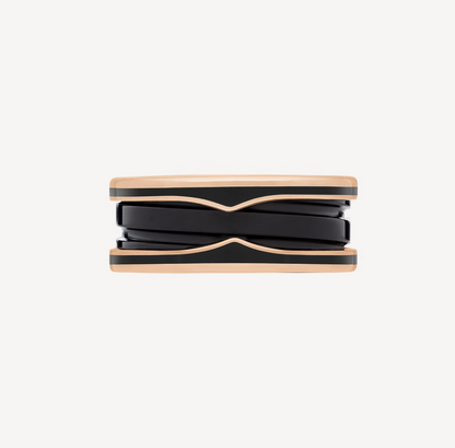 [BLUE TEARS]ZERO 1 TWO-BAND WITH MATTE BLACK CERAMIC PINK GOLD RING