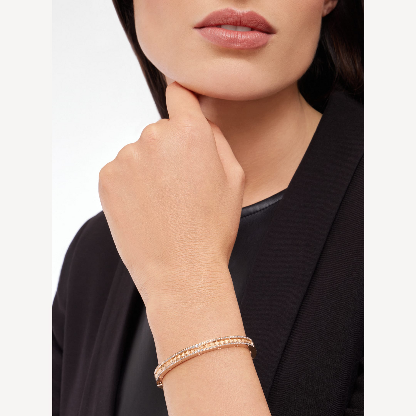 [BLUE TEARS]ZERO 1 SPIRAL AND PAVED DIAMOND PINK GOLD BRACELET