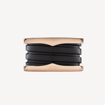 [BLUE TEARS]ZERO 1 FOUR-BAND LOOPS AND BLACK CERAMIC SPIRAL PINK GOLD RING